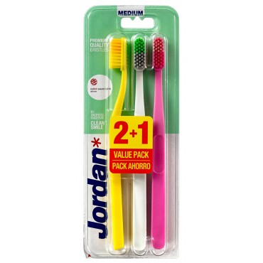 Jordan - Clean Smile - Cepillo dental pack 3 - Medio