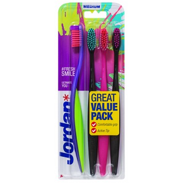 Jordan - Ultimate You - Cepillo dental Pack 4 - Medio