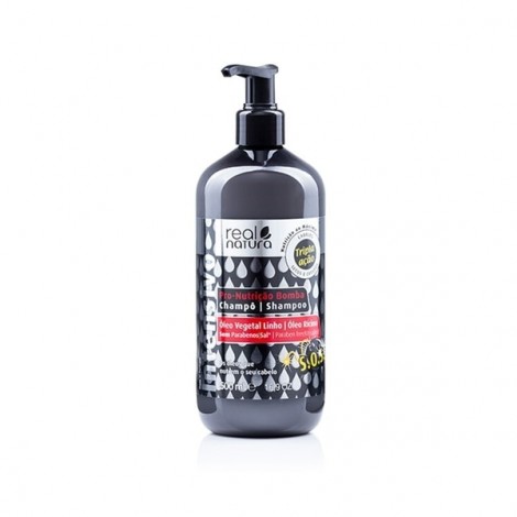 Real Natura - Champú Pro Nutrición Bomba - Aceite de Lino y Ricino - 500ml