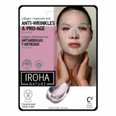 Iroha Nature - Mascarilla de Algodón cara y cuello colágeno-antiedad - Clean Beauty