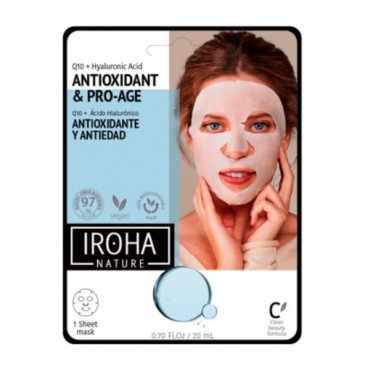 Iroha Nature - Mascarilla de papel antiwrinkles Q10 + HA - Clean Beauty