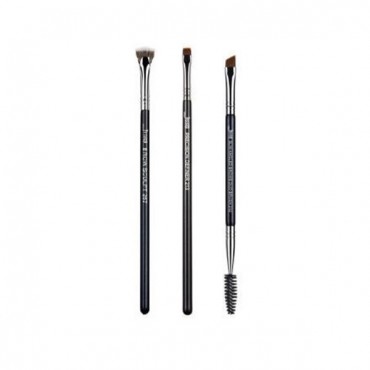 Set de brochas para cejas 3 piezas PRO - T326: Black/Silver