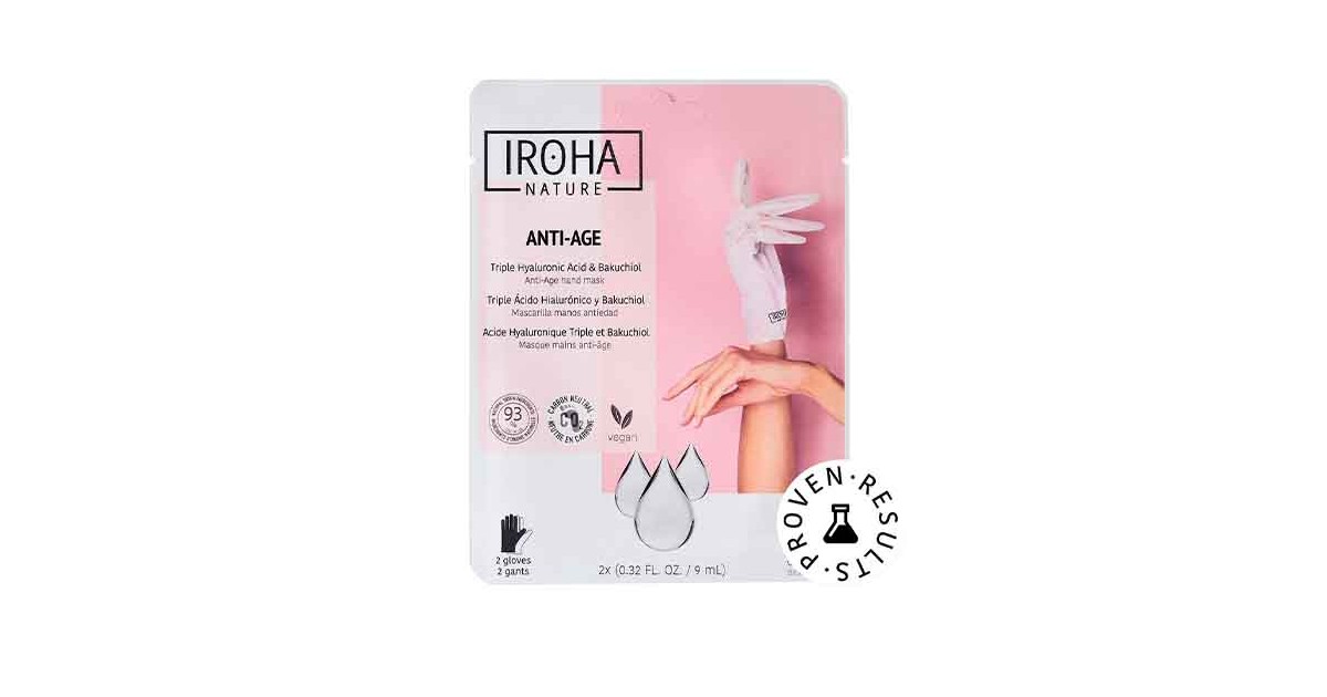 Iroha Nature - Guante Mascarilla Antiedad para manos - Triple AH + Bakuchiol + Niacinamida