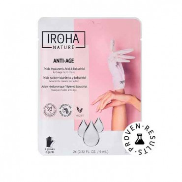 Iroha Nature - Guante Mascarilla Antiedad para manos - Triple AH + Bakuchiol + Niacinamida