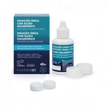 PharmaSet - Solución Única con Ácido Hialurónico - Para Lentes de contacto Blandas - 60ml