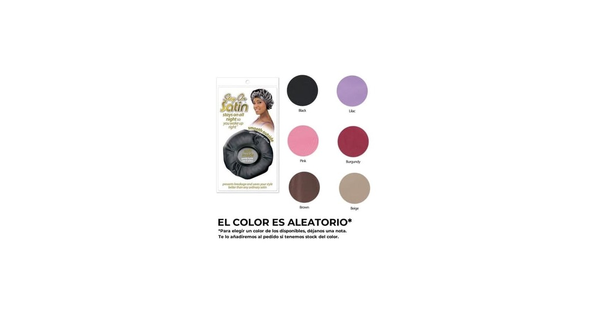 Stay On Satin - Gorro de Satén - Anti-Breakage - Satin Bonnet Large 7637 - Color Aleatorio