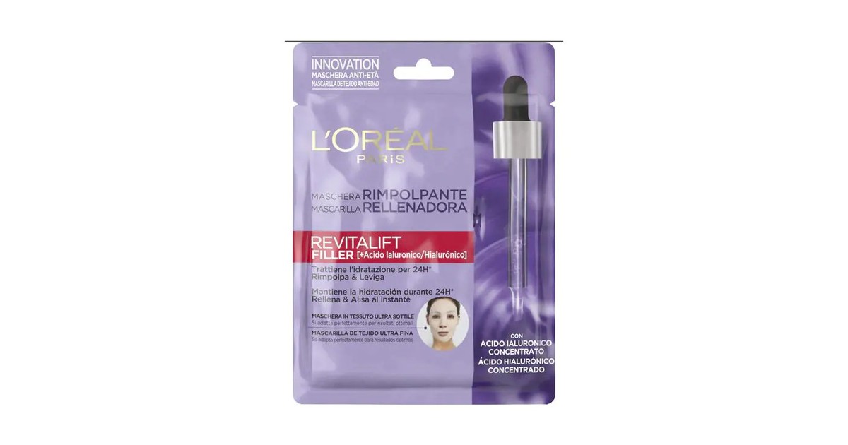 L'Oréal París - Mascarilla Rellenadora - Revitalift Filler - Ácido Hialurónico Concentrado